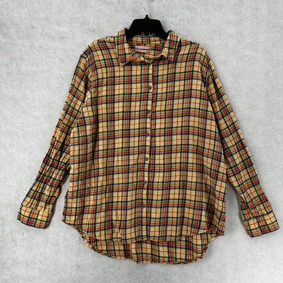 Urban Outfitters Shirt Womens XL Tartan Plaid Flannel Button Up Brown Top‎ - Picture 1 of 14
